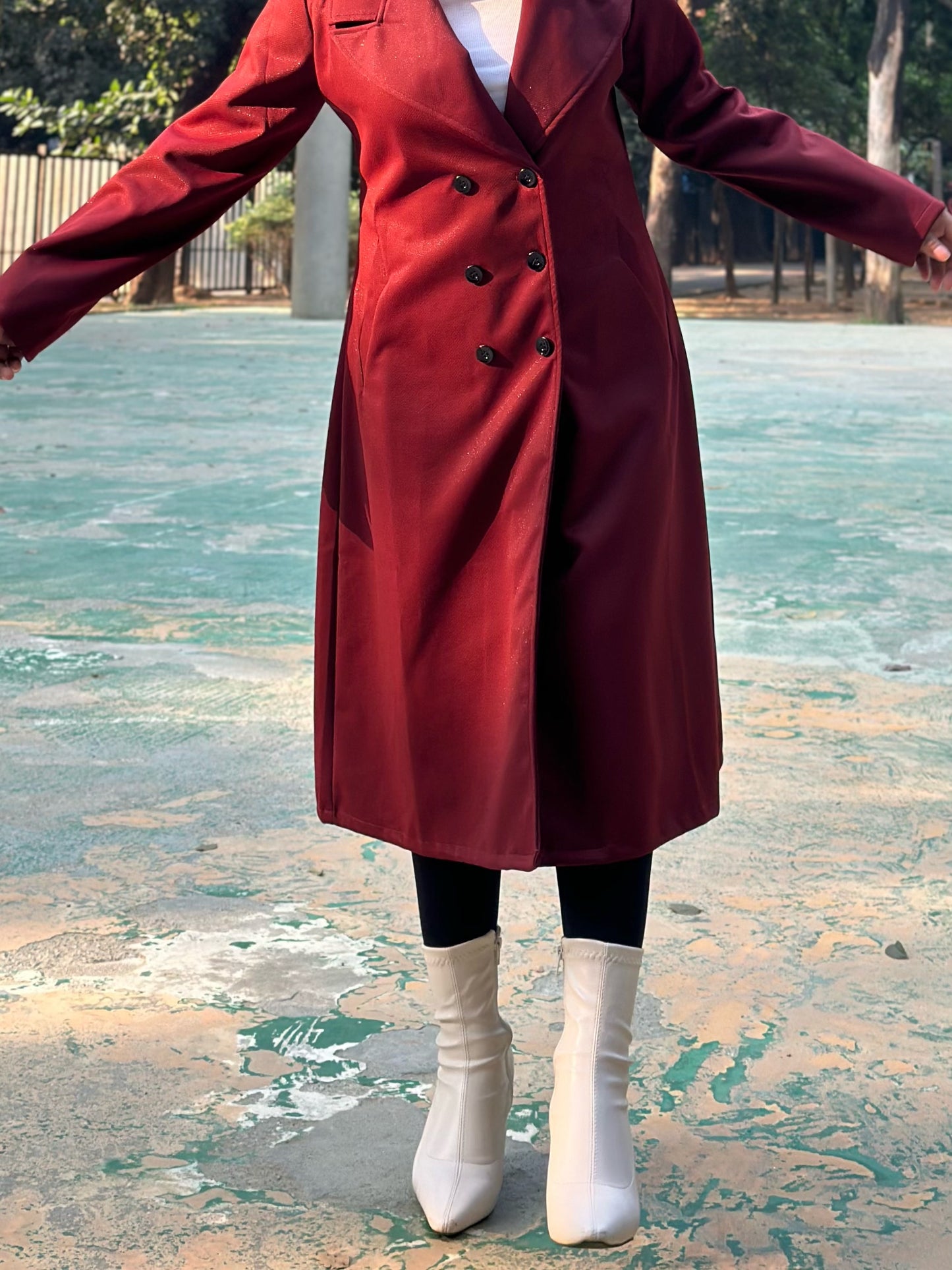 The Classy Long Overcoat – Elegant Winter & Formal Wear | Jacket || Dark Maroon