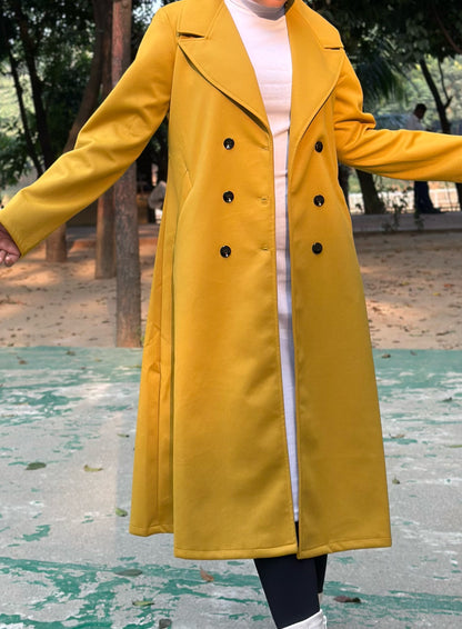 The Classy Long Overcoat – Elegant Winter & Formal Wear | Jacket || Yellow