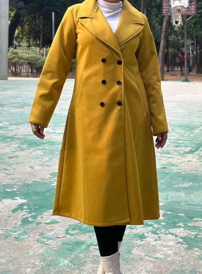 The Classy Long Overcoat – Elegant Winter & Formal Wear | Jacket || Yellow