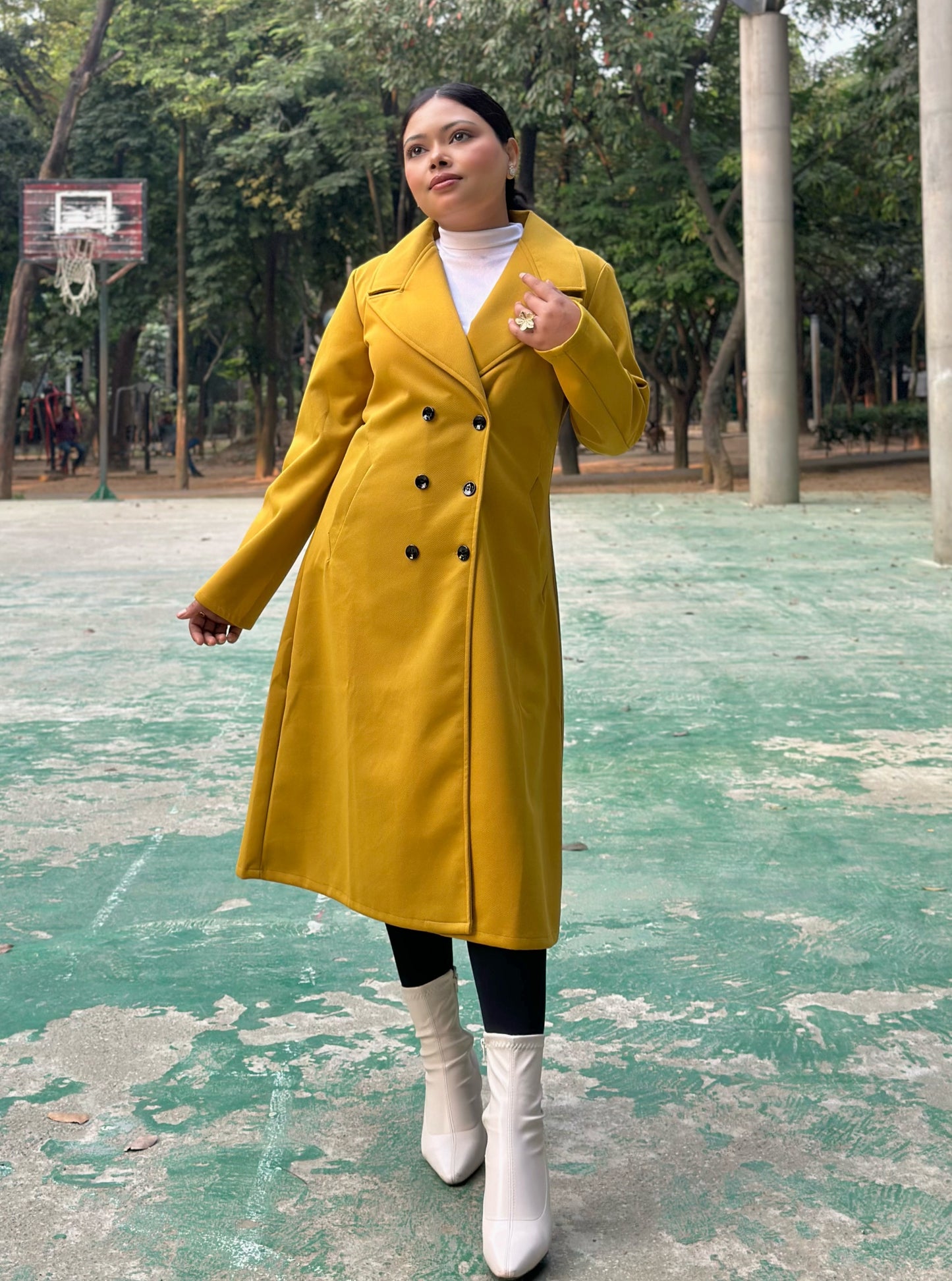 The Classy Long Overcoat – Elegant Winter & Formal Wear | Jacket || Yellow