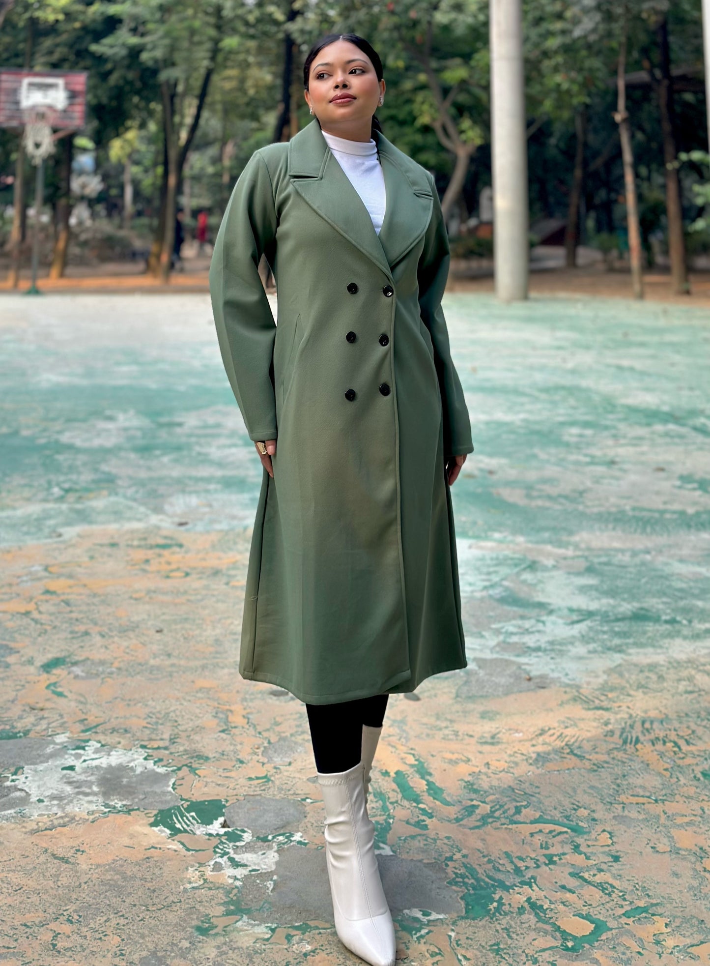 The Classy Long Overcoat – Elegant Winter & Formal Wear | Jacket || Olive Green