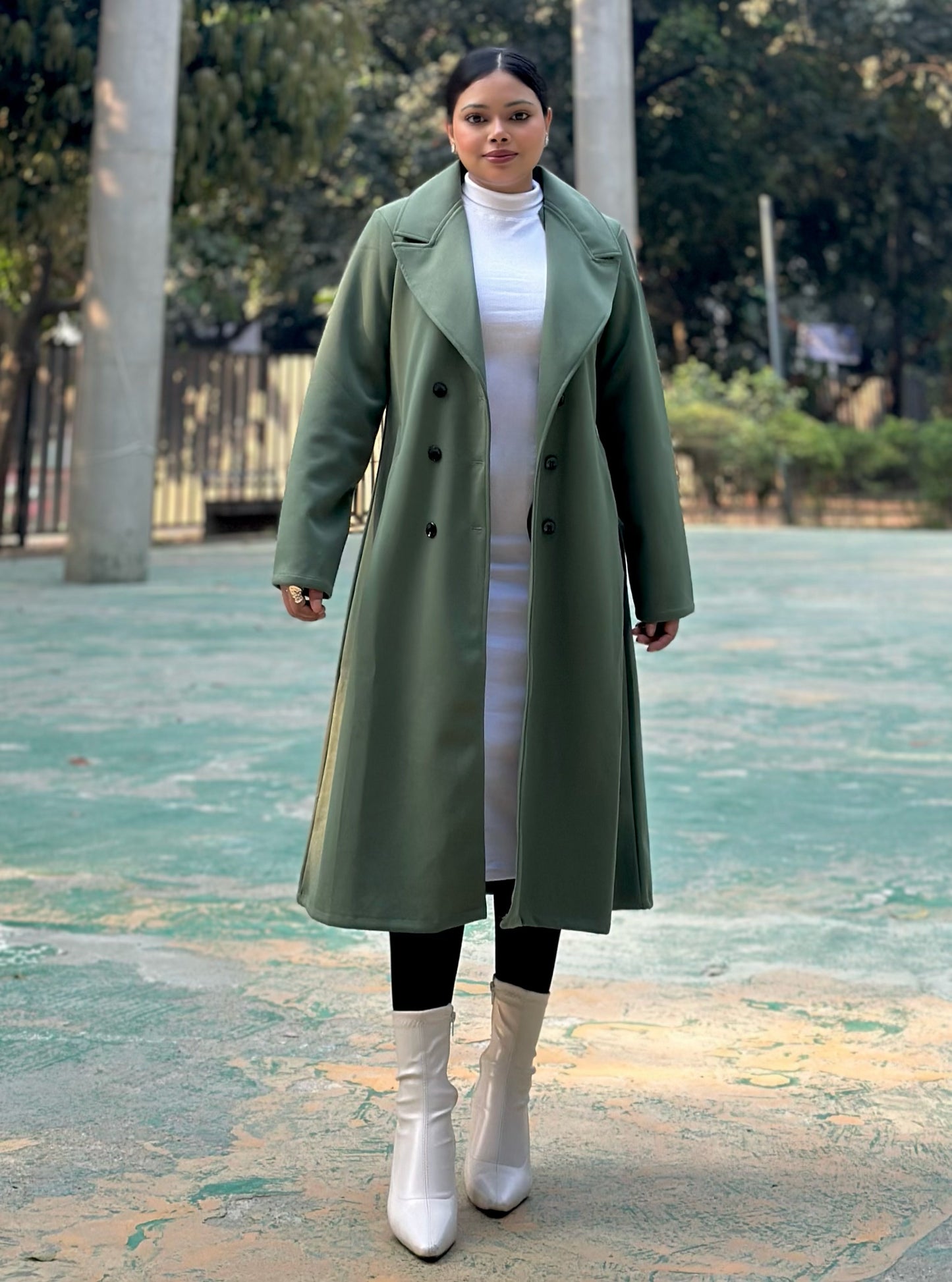 The Classy Long Overcoat – Elegant Winter & Formal Wear | Jacket || Olive Green