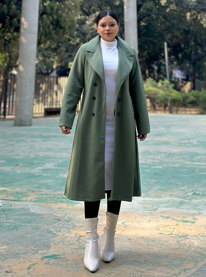 The Classy Long Overcoat – Elegant Winter & Formal Wear | Jacket || Olive Green