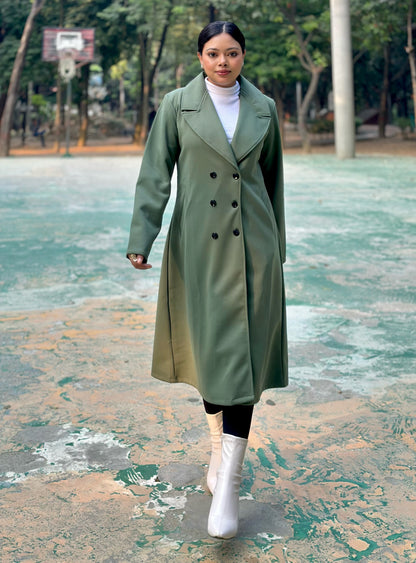 The Classy Long Overcoat – Elegant Winter & Formal Wear | Jacket || Olive Green