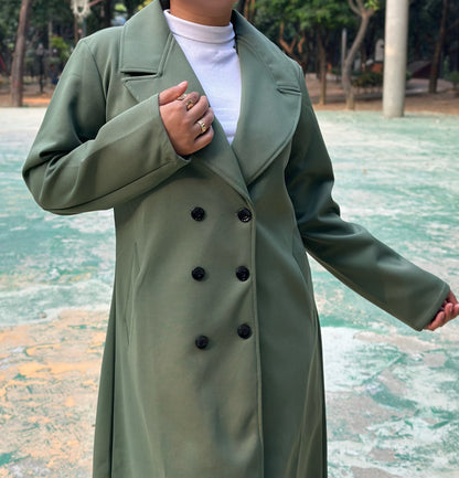 The Classy Long Overcoat – Elegant Winter & Formal Wear | Jacket || Olive Green
