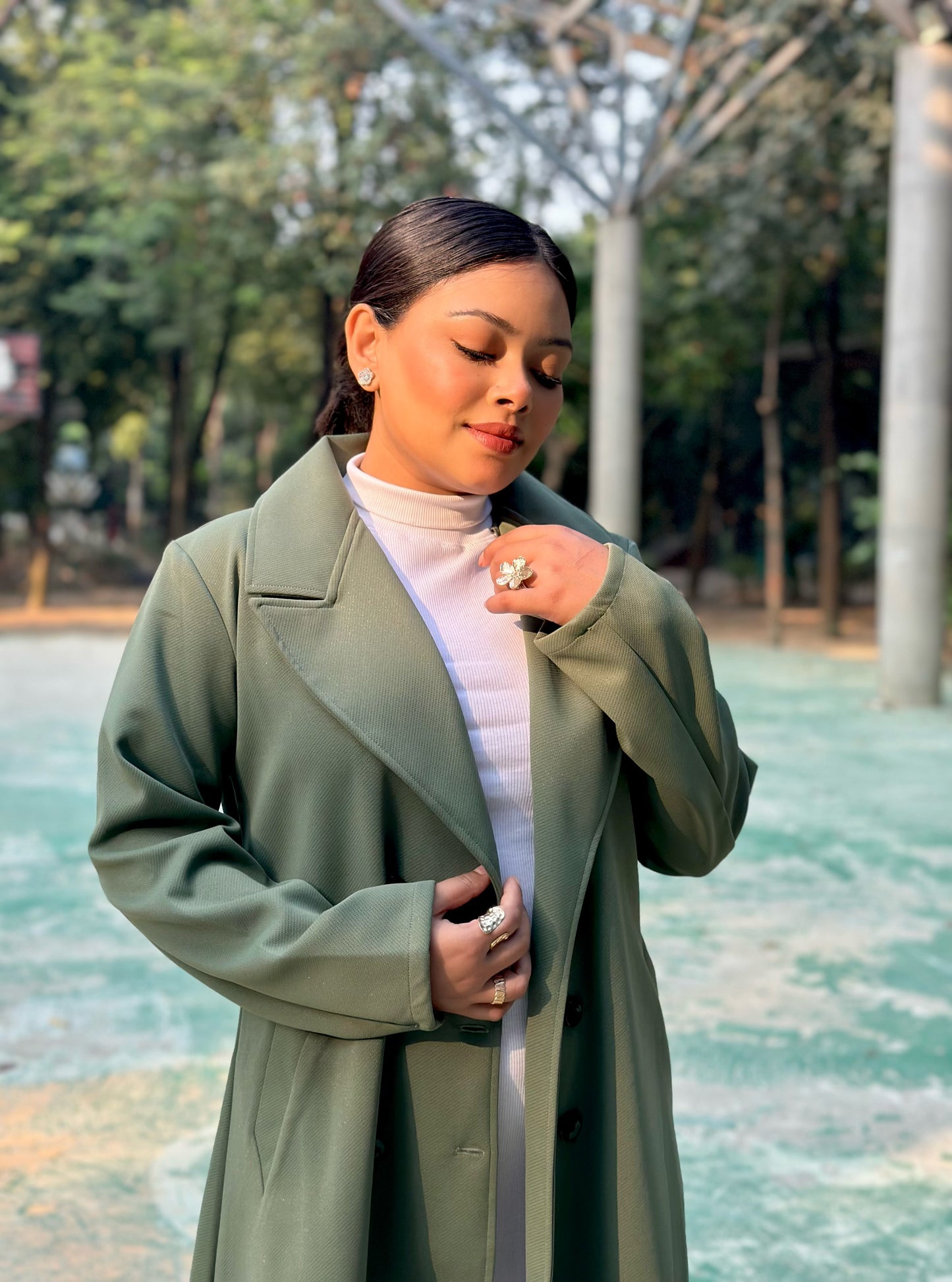 The Classy Long Overcoat – Elegant Winter & Formal Wear | Jacket || Olive Green