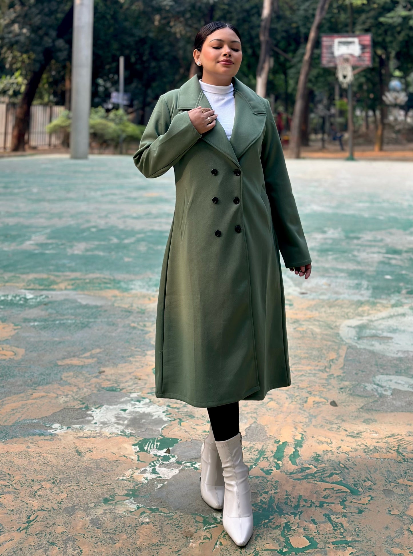 The Classy Long Overcoat – Elegant Winter & Formal Wear | Jacket || Olive Green