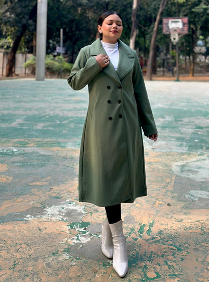The Classy Long Overcoat – Elegant Winter & Formal Wear | Jacket || Olive Green