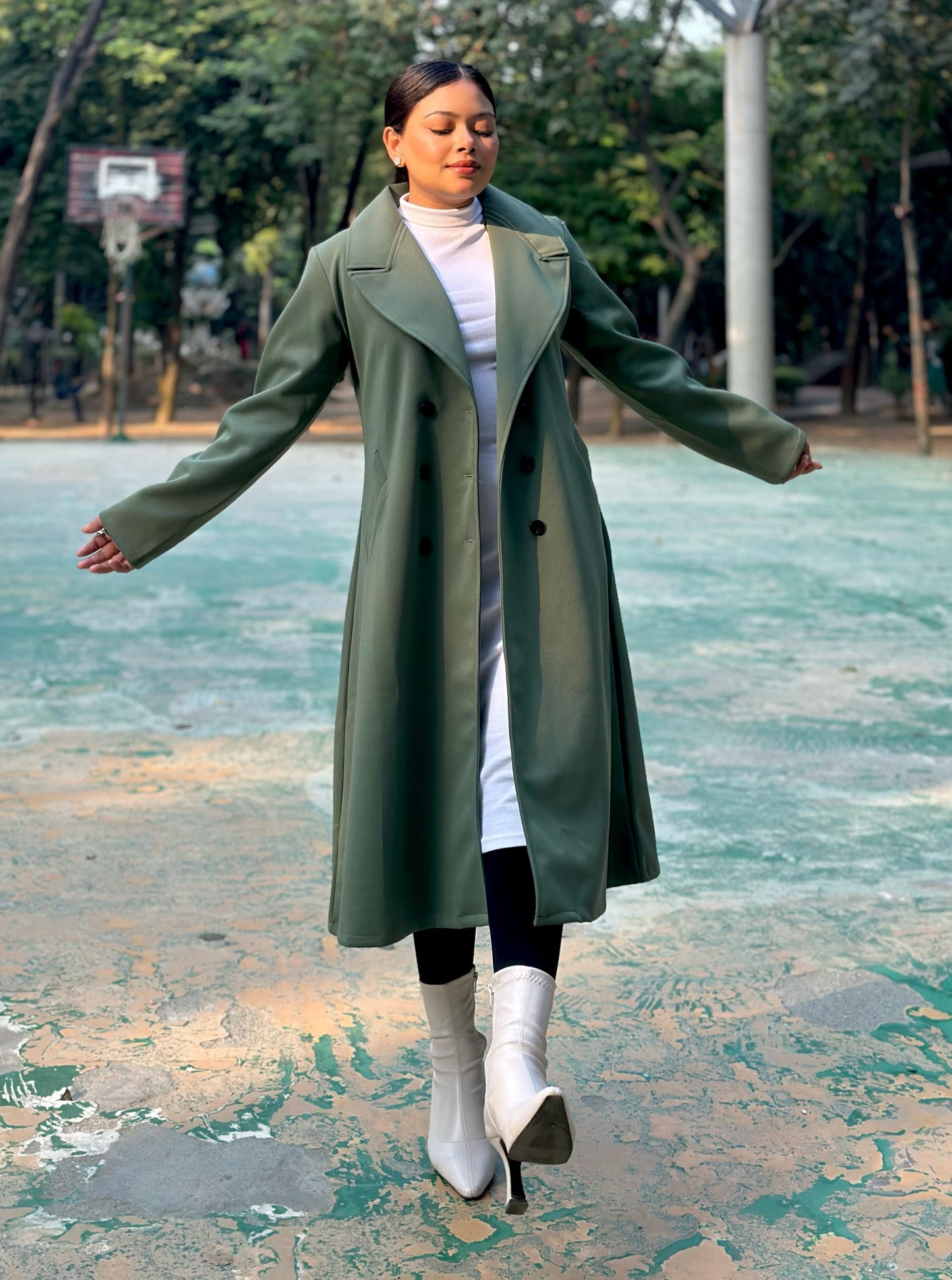 The Classy Long Overcoat – Elegant Winter & Formal Wear | Jacket || Olive Green