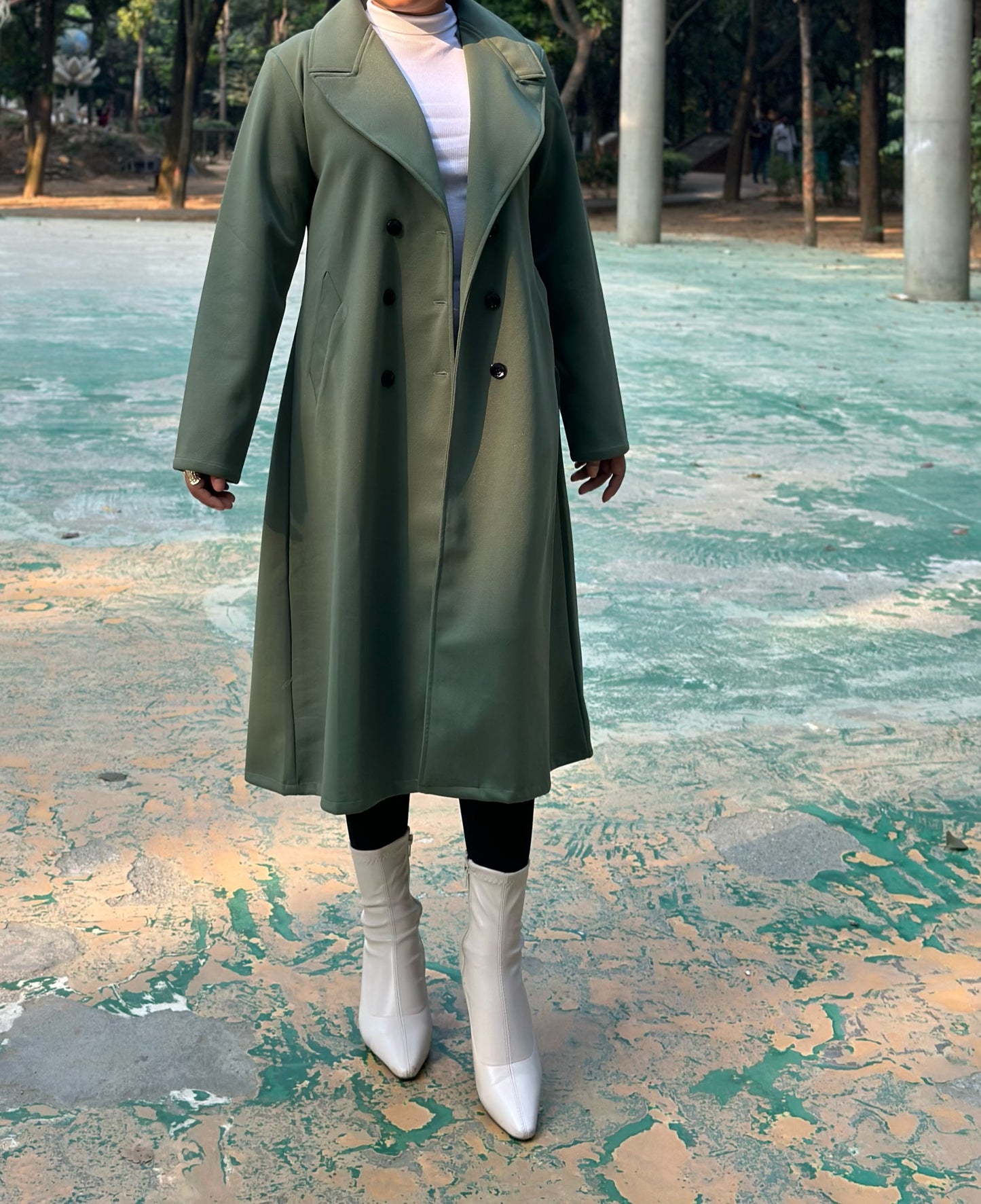 The Classy Long Overcoat – Elegant Winter & Formal Wear | Jacket || Olive Green