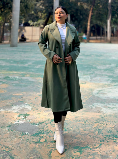 The Classy Long Overcoat – Elegant Winter & Formal Wear | Jacket || Olive Green