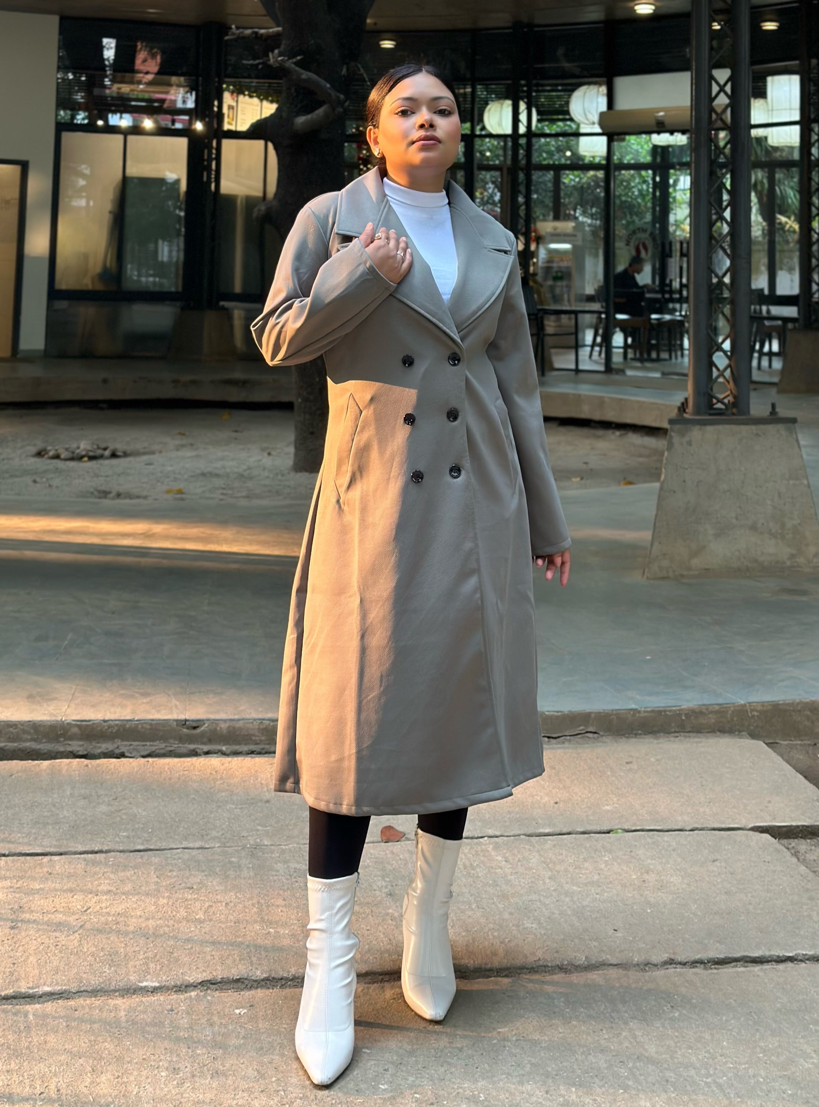 The Classy Long Overcoat – Elegant Winter & Formal Wear | Jacket || Light Olive