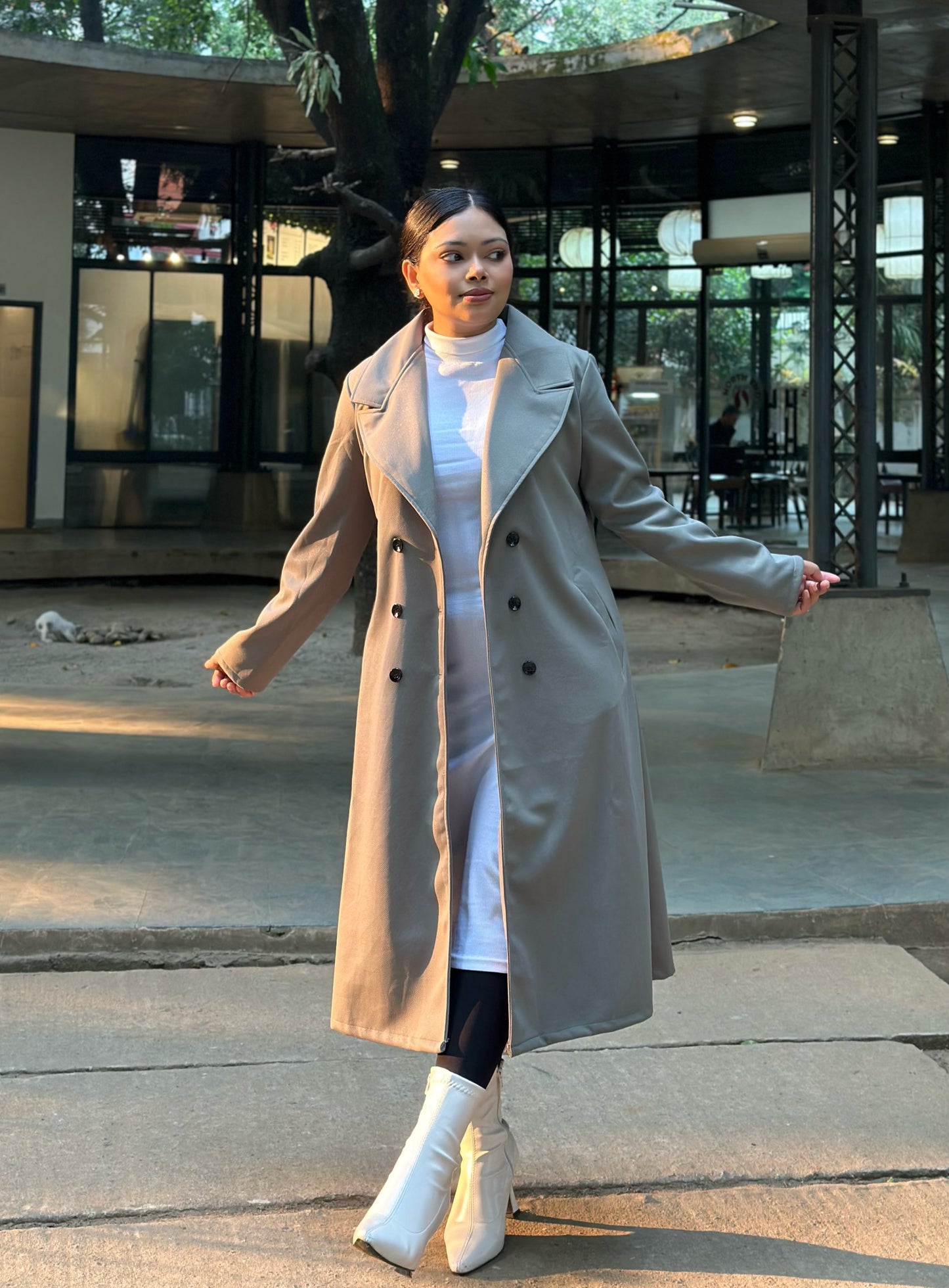The Classy Long Overcoat – Elegant Winter & Formal Wear | Jacket || Light Olive