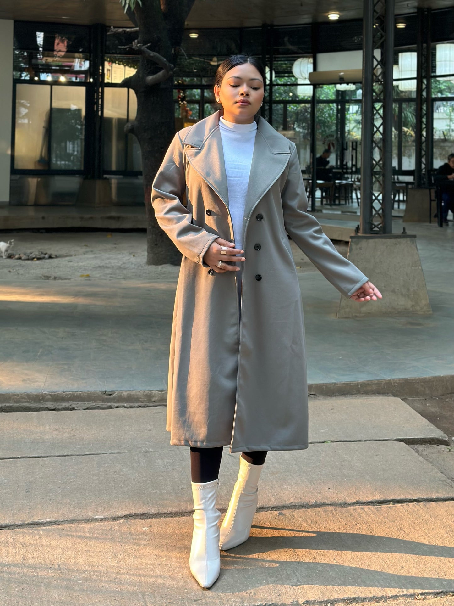 The Classy Long Overcoat – Elegant Winter & Formal Wear | Jacket || Light Olive