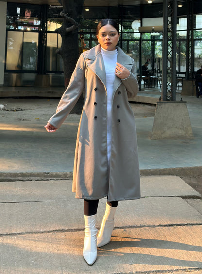 The Classy Long Overcoat – Elegant Winter & Formal Wear | Jacket || Light Olive