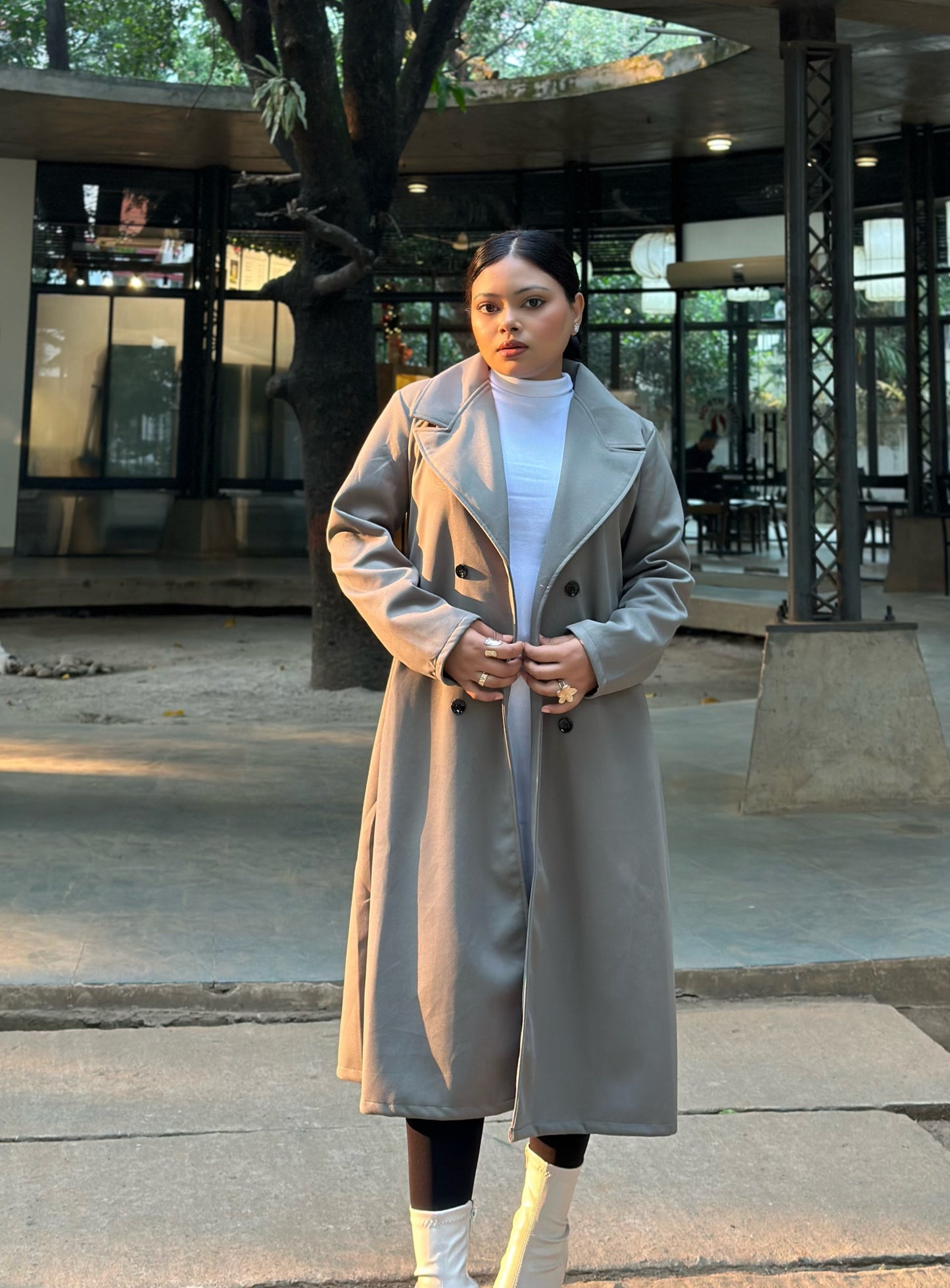 The Classy Long Overcoat – Elegant Winter & Formal Wear | Jacket || Light Olive