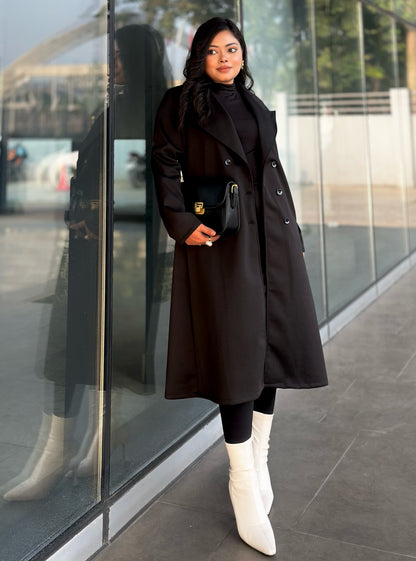 The Classy Long Overcoat – Elegant Winter & Formal Wear | Jacket || Black