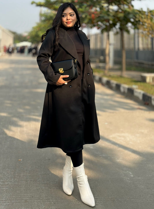 The Classy Long Overcoat – Elegant Winter & Formal Wear | Jacket || Black