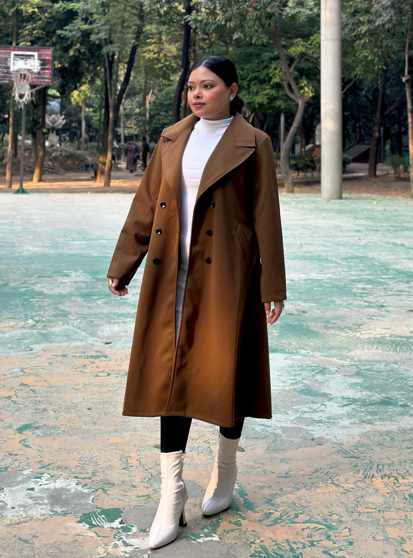 The Classy Long Overcoat – Elegant Winter & Formal Wear | Jacket || Caramel Brown