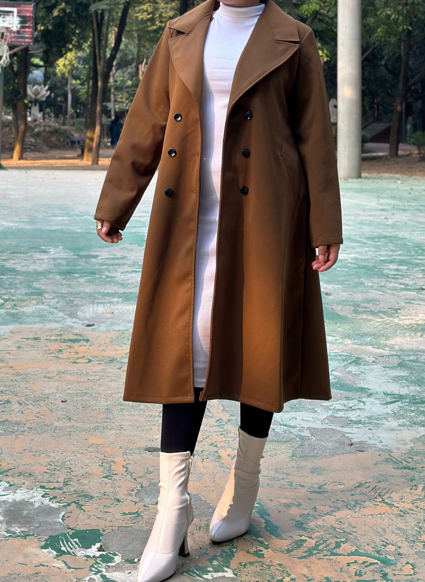 The Classy Long Overcoat – Elegant Winter & Formal Wear | Jacket || Caramel Brown