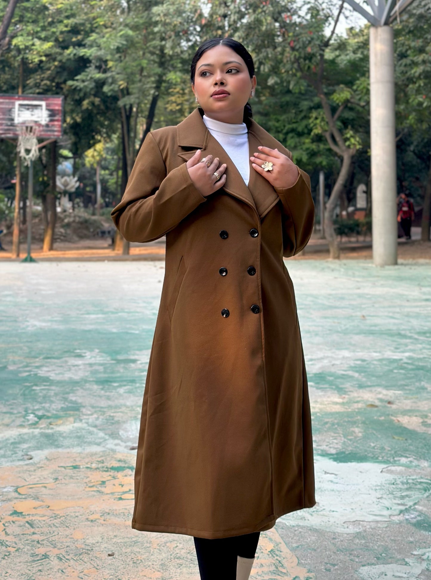 The Classy Long Overcoat – Elegant Winter & Formal Wear | Jacket || Caramel Brown