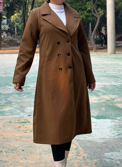 The Classy Long Overcoat – Elegant Winter & Formal Wear | Jacket || Caramel Brown