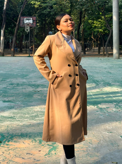 The Classy Long Overcoat – Elegant Winter & Formal Wear | Jacket || Cream