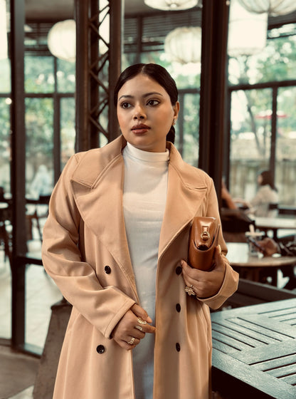 The Classy Long Overcoat – Elegant Winter & Formal Wear | Jacket || Cream