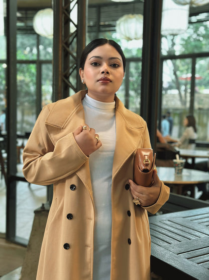 The Classy Long Overcoat – Elegant Winter & Formal Wear | Jacket || Cream