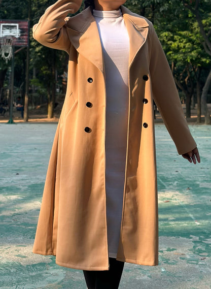 The Classy Long Overcoat – Elegant Winter & Formal Wear | Jacket || Cream