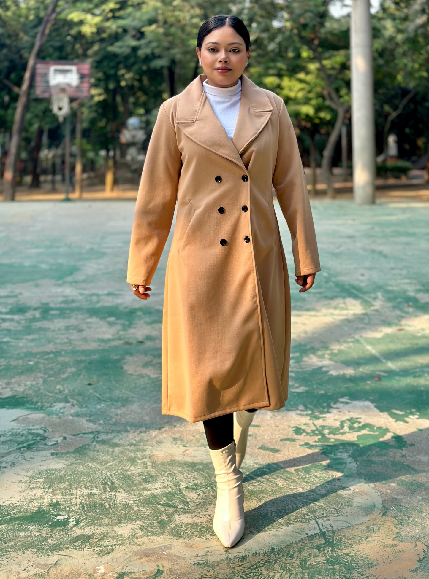 The Classy Long Overcoat – Elegant Winter & Formal Wear | Jacket || Cream
