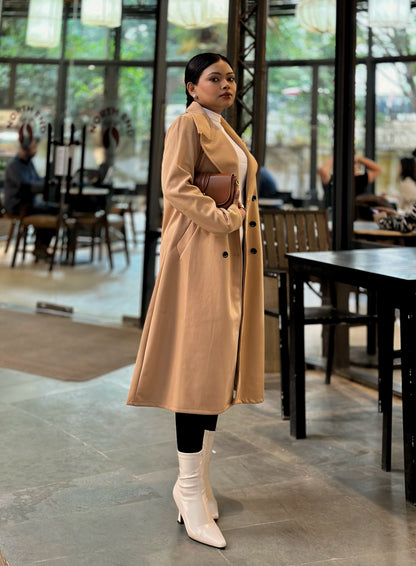 The Classy Long Overcoat – Elegant Winter & Formal Wear | Jacket || Cream
