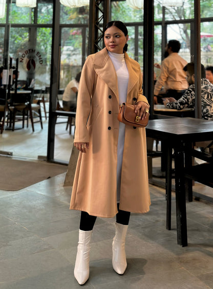 The Classy Long Overcoat – Elegant Winter & Formal Wear | Jacket || Cream