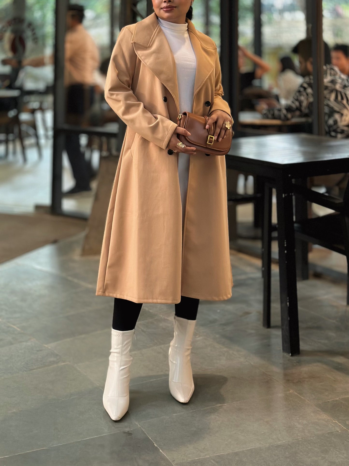 The Classy Long Overcoat – Elegant Winter & Formal Wear | Jacket || Cream