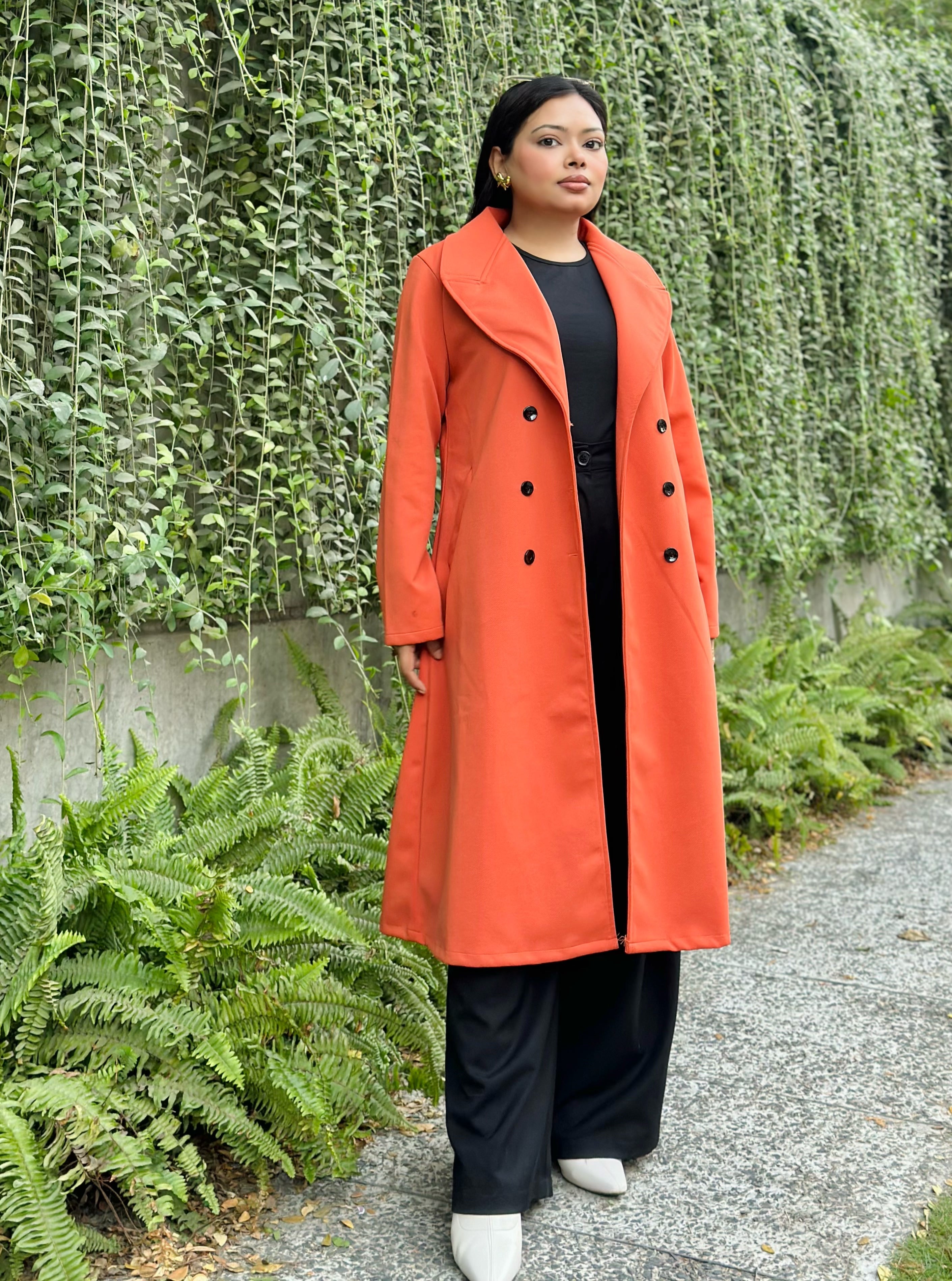 The Classy Long Overcoat – Elegant Winter & Formal Wear | Jacket || Orange