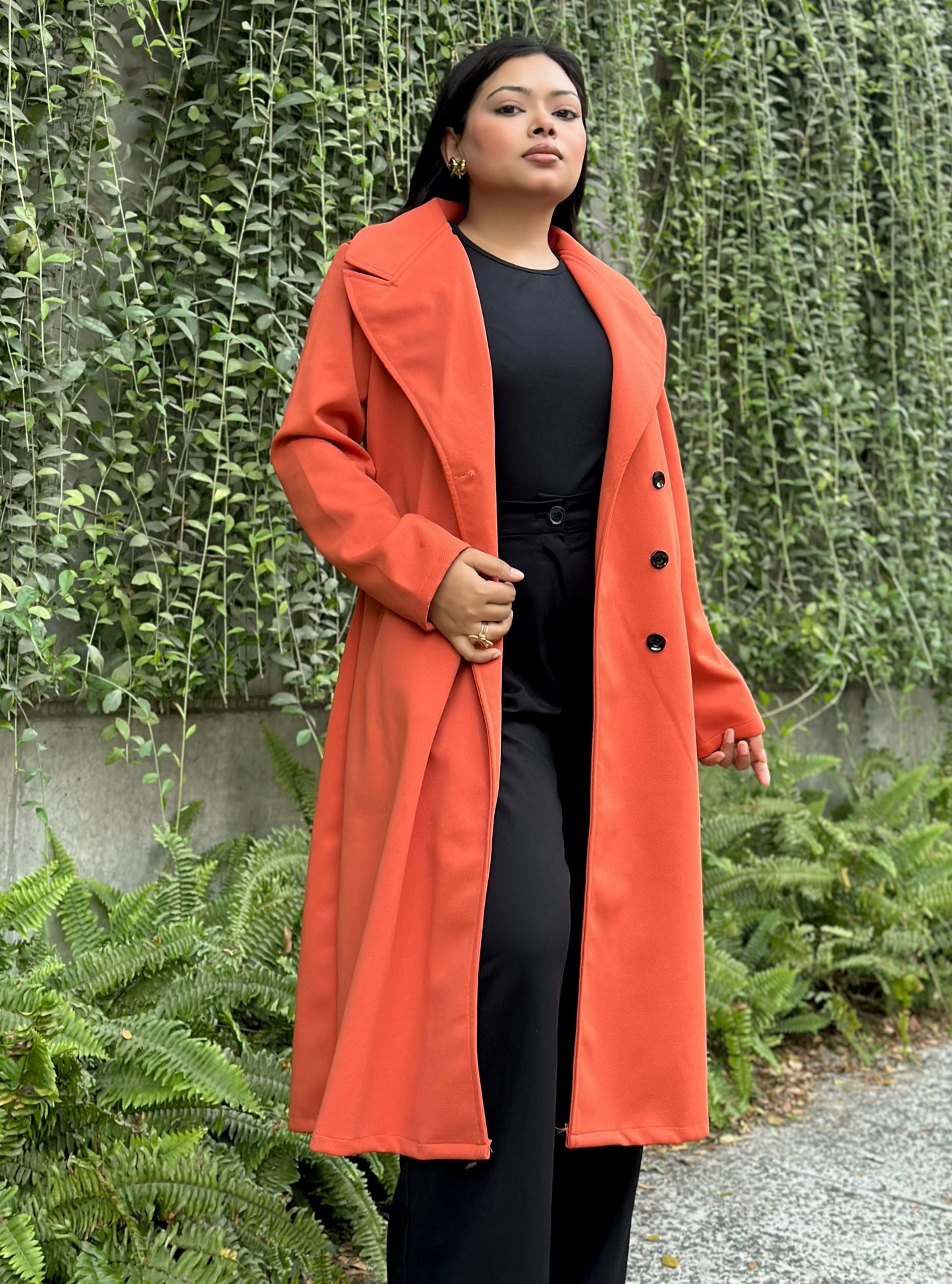 The Classy Long Overcoat – Elegant Winter & Formal Wear | Jacket || Orange