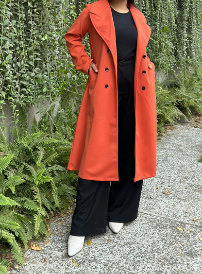 The Classy Long Overcoat – Elegant Winter & Formal Wear | Jacket || Orange