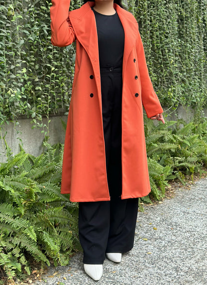 The Classy Long Overcoat – Elegant Winter & Formal Wear | Jacket || Orange