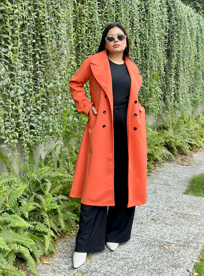 The Classy Long Overcoat – Elegant Winter & Formal Wear | Jacket || Orange