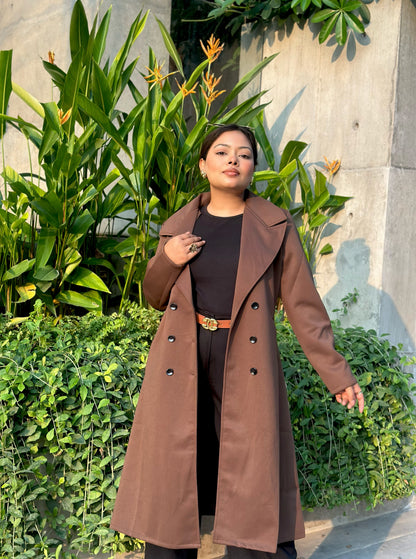 The Classy Long Overcoat – Elegant Winter & Formal Wear | Jacket || Mocha Beige