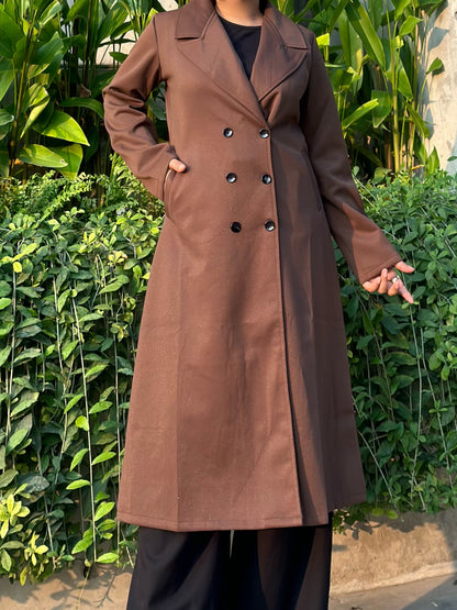 The Classy Long Overcoat – Elegant Winter & Formal Wear | Jacket || Mocha Beige