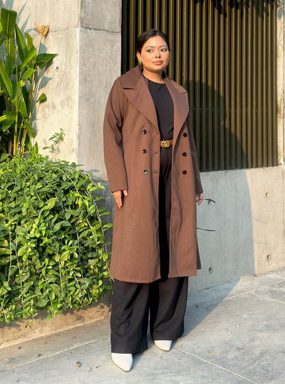 The Classy Long Overcoat – Elegant Winter & Formal Wear | Jacket || Mocha Beige