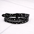 Women's Black Studded Stone Belt | Silver Rivets | Slim Waist Belt for Jeans, Dress & Co-ord