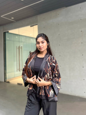 Choco Vibe Brown Short Kimono – Chic Outer Layer for Women | TrendyBuzz