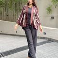 Coffee Brown Block Short Kimono – Chic Outer Layer for Women | TrendyBuzz