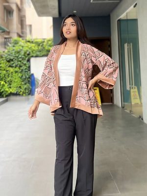 Dusty Pink Short Kimono – Chic Outer Layer for Women | TrendyBuzz