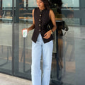 Boss Lady black vest for women by Trendy Buzz. Style it With Formal Pant,Skirt or More. Can Be worn in formal events,parties,casual hangouts.