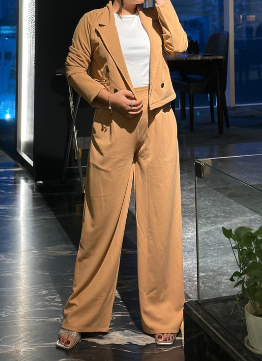 Ladies Crop Brown Blazer Set || Fashionable Blazer Suit || Women Blazer