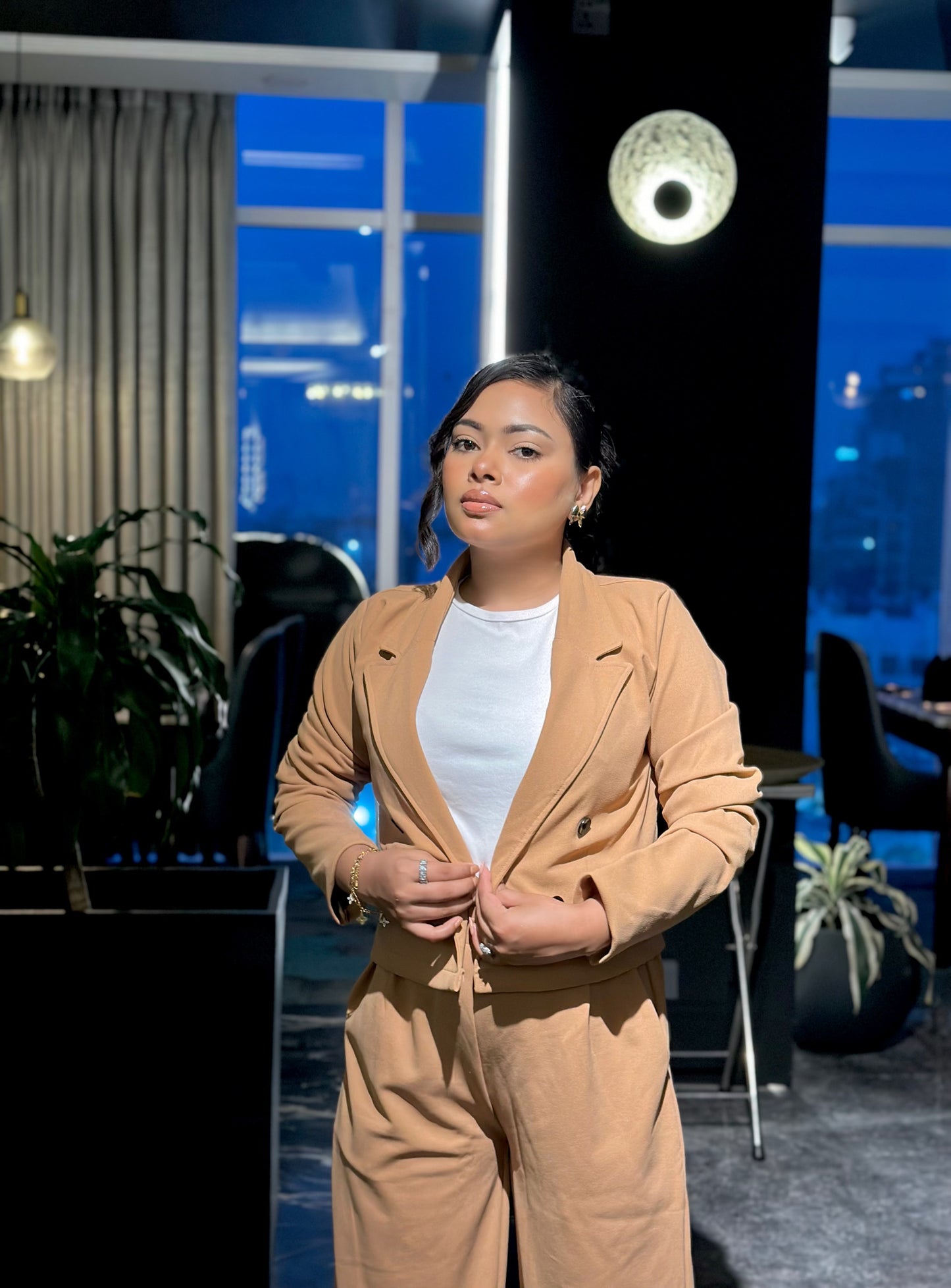 Ladies Crop Brown Blazer Set || Fashionable Blazer Suit || Women Blazer