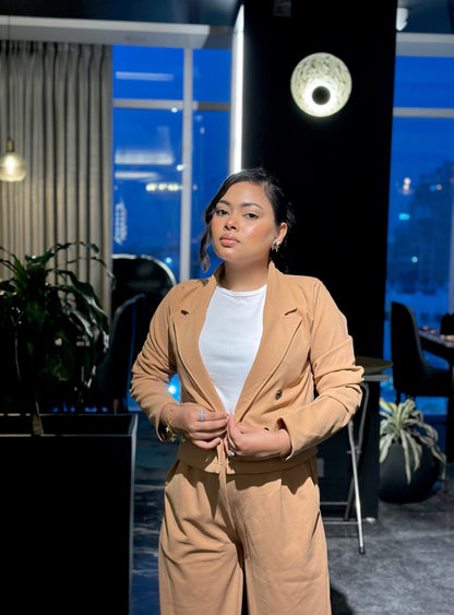 Ladies Crop Brown Blazer Set || Fashionable Blazer Suit || Women Blazer